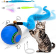 Interactive Cat Toy Ball - Speedy Cat Toys for Indoor Cats with Feather Tails for Chasing, Moving Stimulation Smart Cat Toy for Enrichment, Motion Activated Automatic Rolling Toys to Keep Them Busy