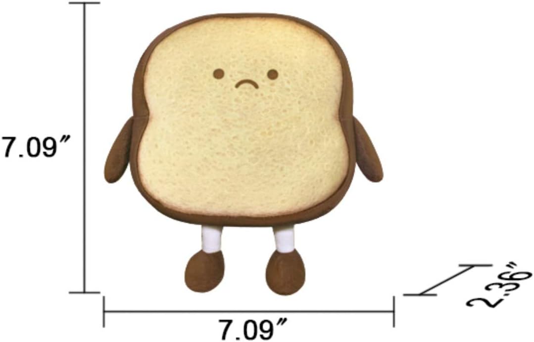 Toast Bread Pillow Funny Food Plush Toy Pillows Small Cute Stuffed Plush Sofa Pillow (Toast ​​Bread, Brown)
