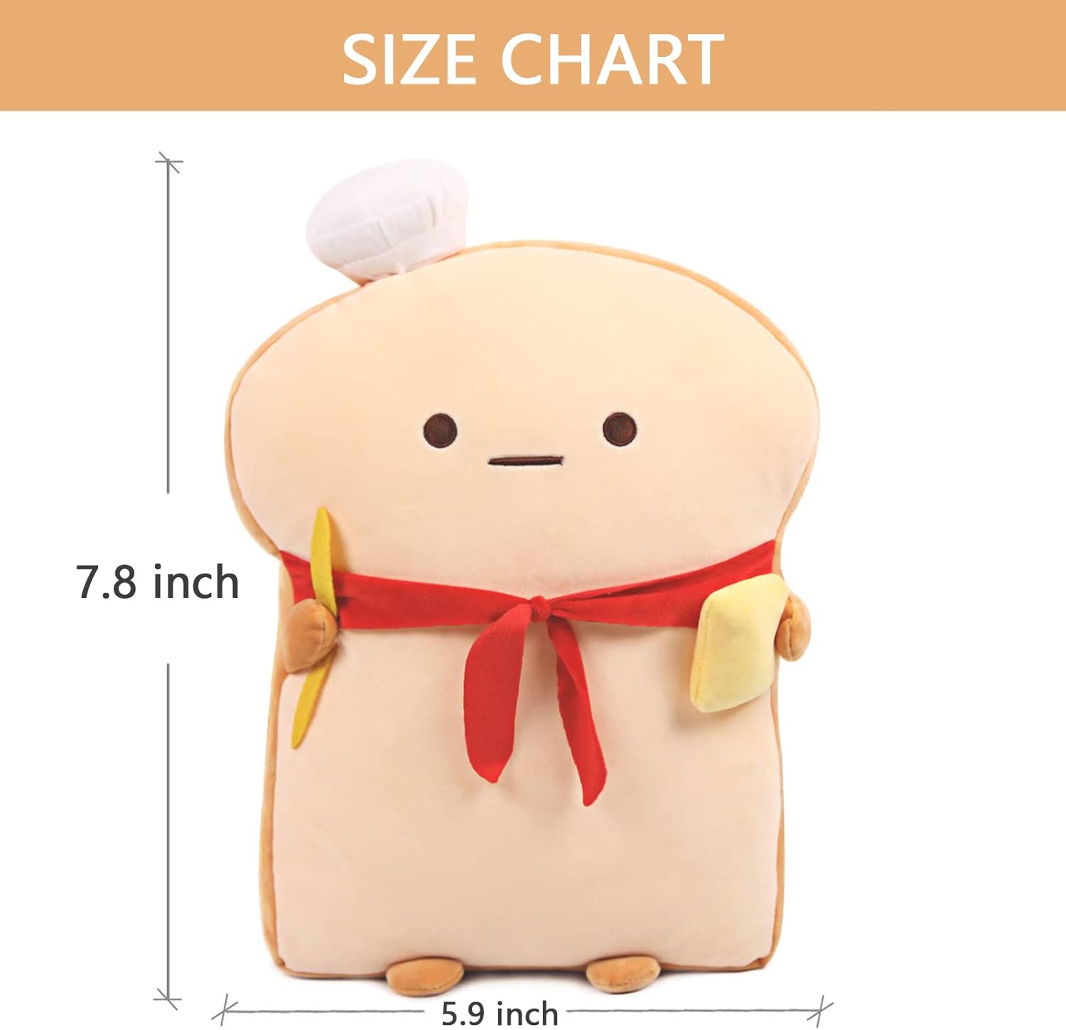 Toast Bread Pillow Funny Food Plush Toy Pillows Small Cute Stuffed Plush Sofa Pillow (Toast, Brown)