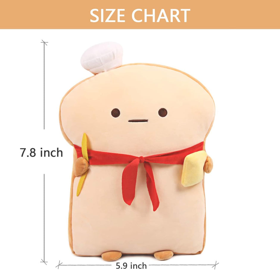 Toast Bread Pillow Funny Food Plush Toy Pillows Small Cute Stuffed Plush Sofa Pillow (Toast, Brown)