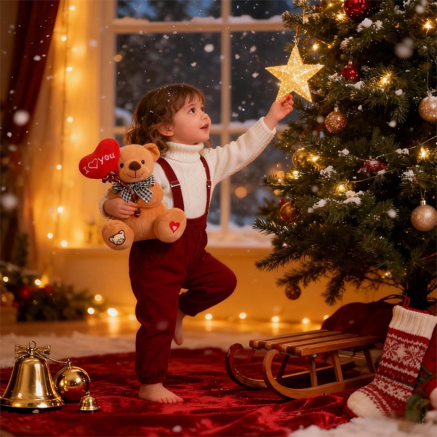 Teddy Bear Plush with “I You” Heart Balloon – Cute 7-Inch Stuffed Animal Gift for Mom, Girlfriend, Wife, Valentine’S Day, Birthday & Anniversary