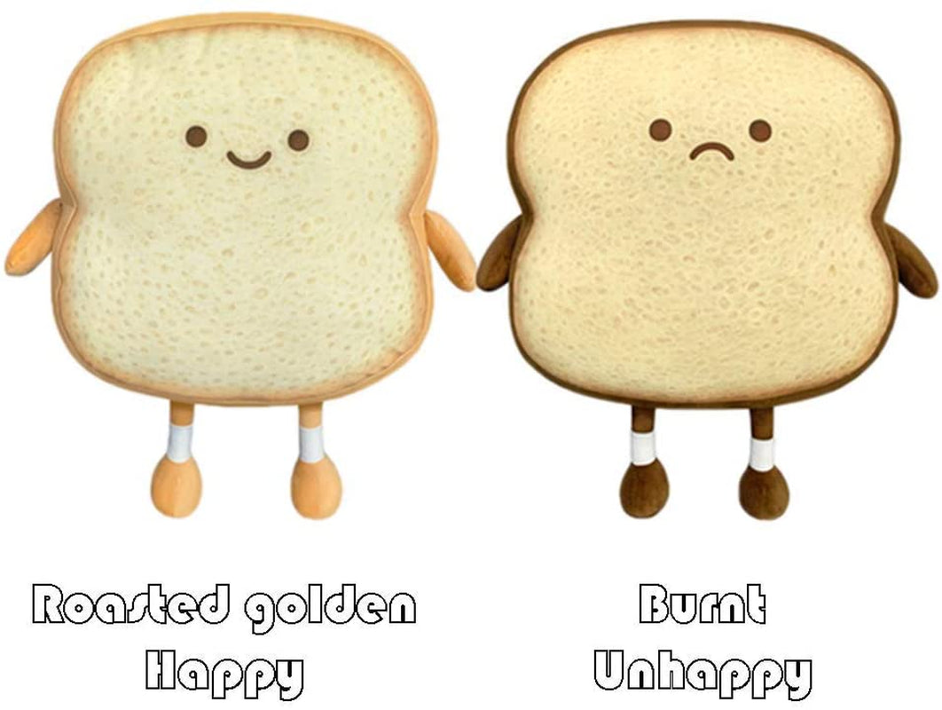 Toast Bread Pillow Funny Food Plush Toy Pillows Small Cute Stuffed Plush Sofa Pillow (Toast Bread,Golden)