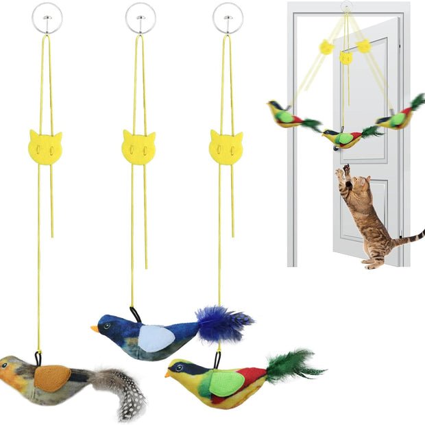 Interactive Cat Toys Bird - Realistic Cat Interactive Toys for Indoor Cats with Catnip and Feather, 3 Pack