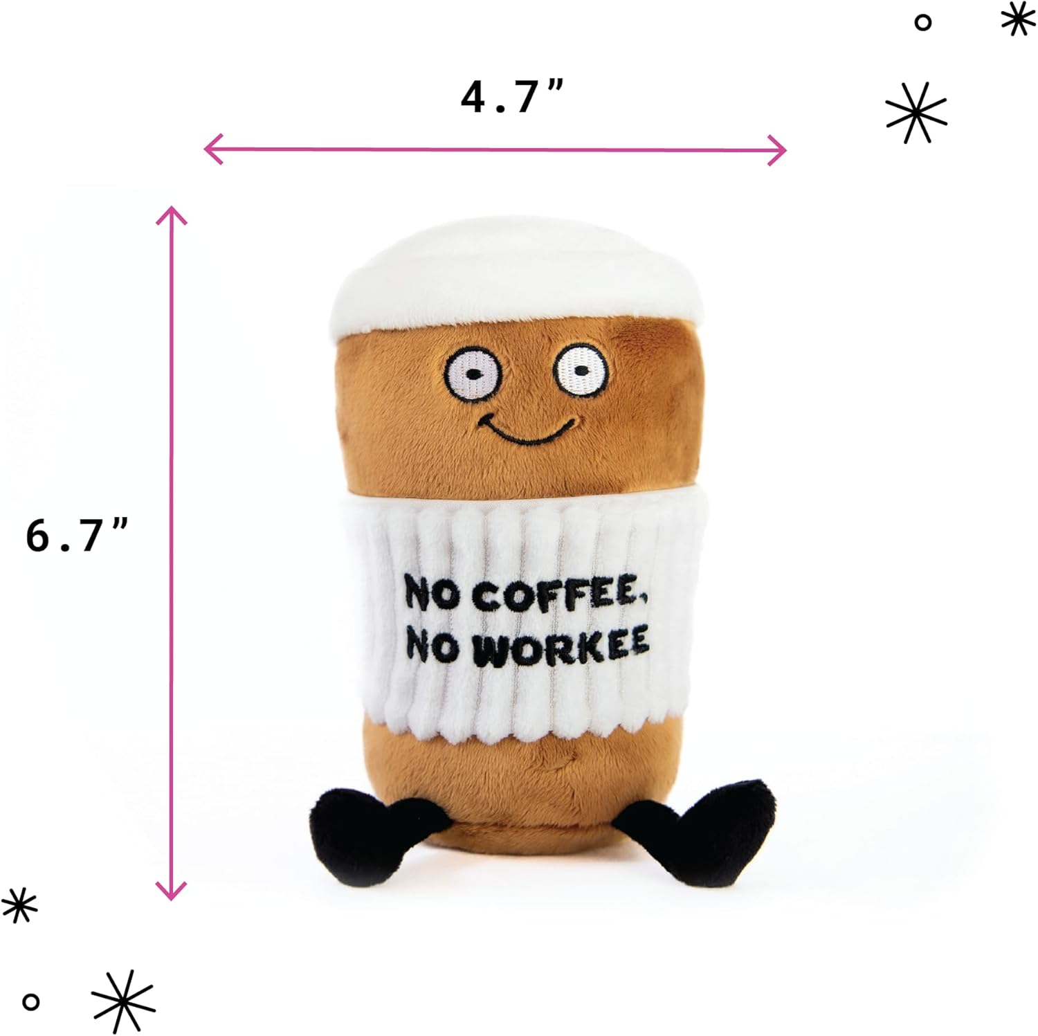 Coffee Plushie - No Coffee, No Workee Sassy Cup Plush, Gift for Coworkers, Sassy Food Plush Toy for Gifting