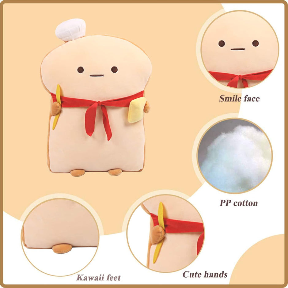 Toast Bread Pillow Funny Food Plush Toy Pillows Small Cute Stuffed Plush Sofa Pillow (Toast, Brown)
