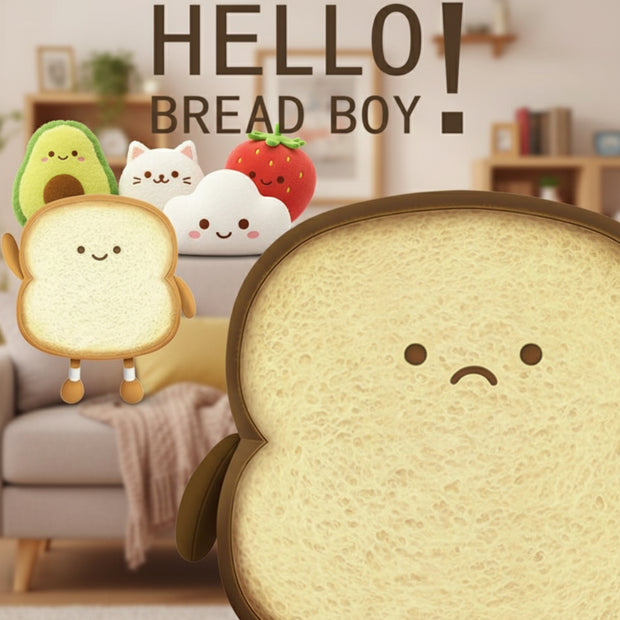 Toast Bread Pillow Funny Food Plush Toy Pillows Small Cute Stuffed Plush Sofa Pillow (Toast ​​Bread, Brown)