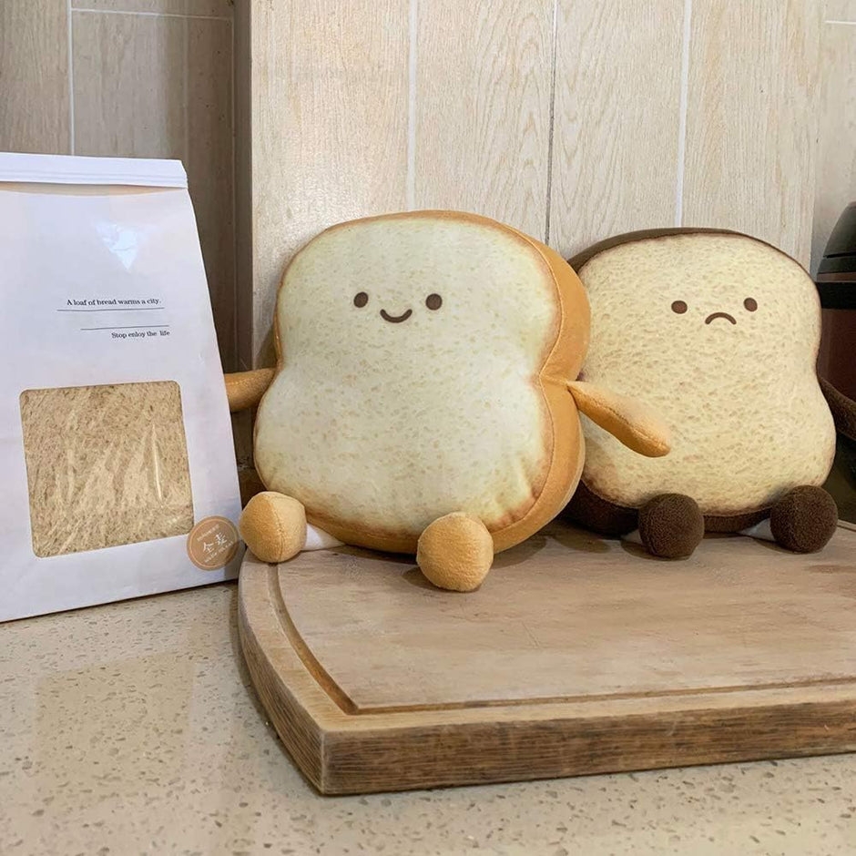 Toast Bread Pillow Funny Food Plush Toy Pillows Small Cute Stuffed Plush Sofa Pillow (Toast ​​Bread, Brown)
