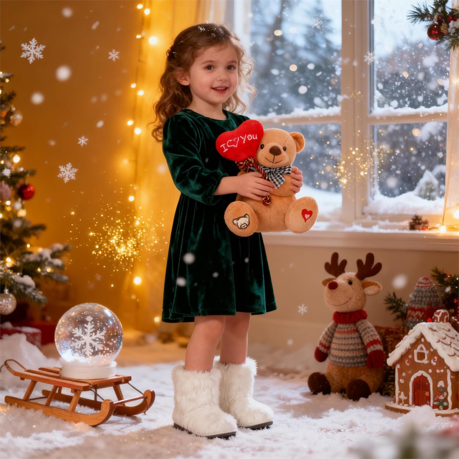 Teddy Bear Plush with “I You” Heart Balloon – Cute 7-Inch Stuffed Animal Gift for Mom, Girlfriend, Wife, Valentine’S Day, Birthday & Anniversary