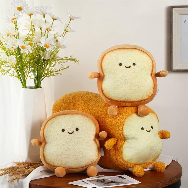 3 Pcs Funny Bread Pillow Toast Plush Stuffed Pillow 2 Size Cute Toast Sliced Cushion Kawaii Food Plushies