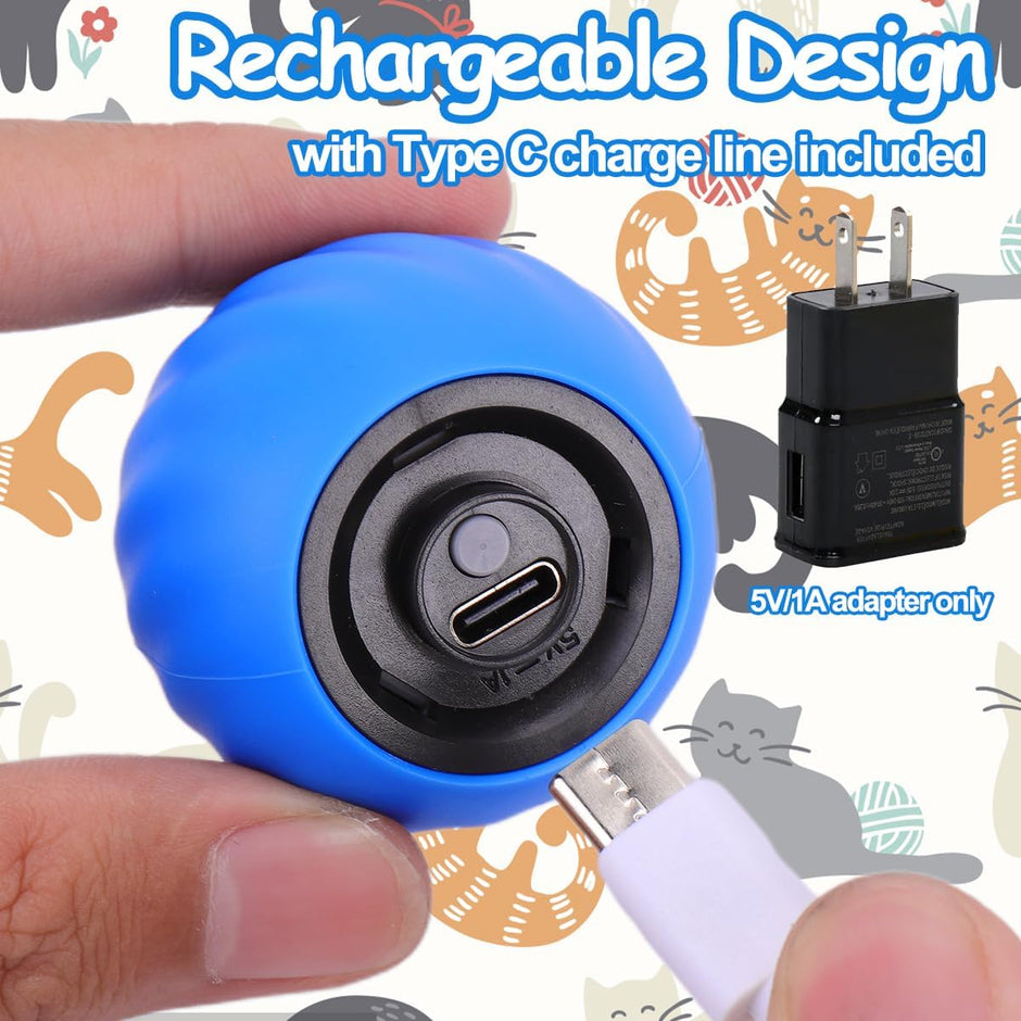 Interactive Cat Toy Ball - Speedy Cat Toys for Indoor Cats with Feather Tails for Chasing, Moving Stimulation Smart Cat Toy for Enrichment, Motion Activated Automatic Rolling Toys to Keep Them Busy