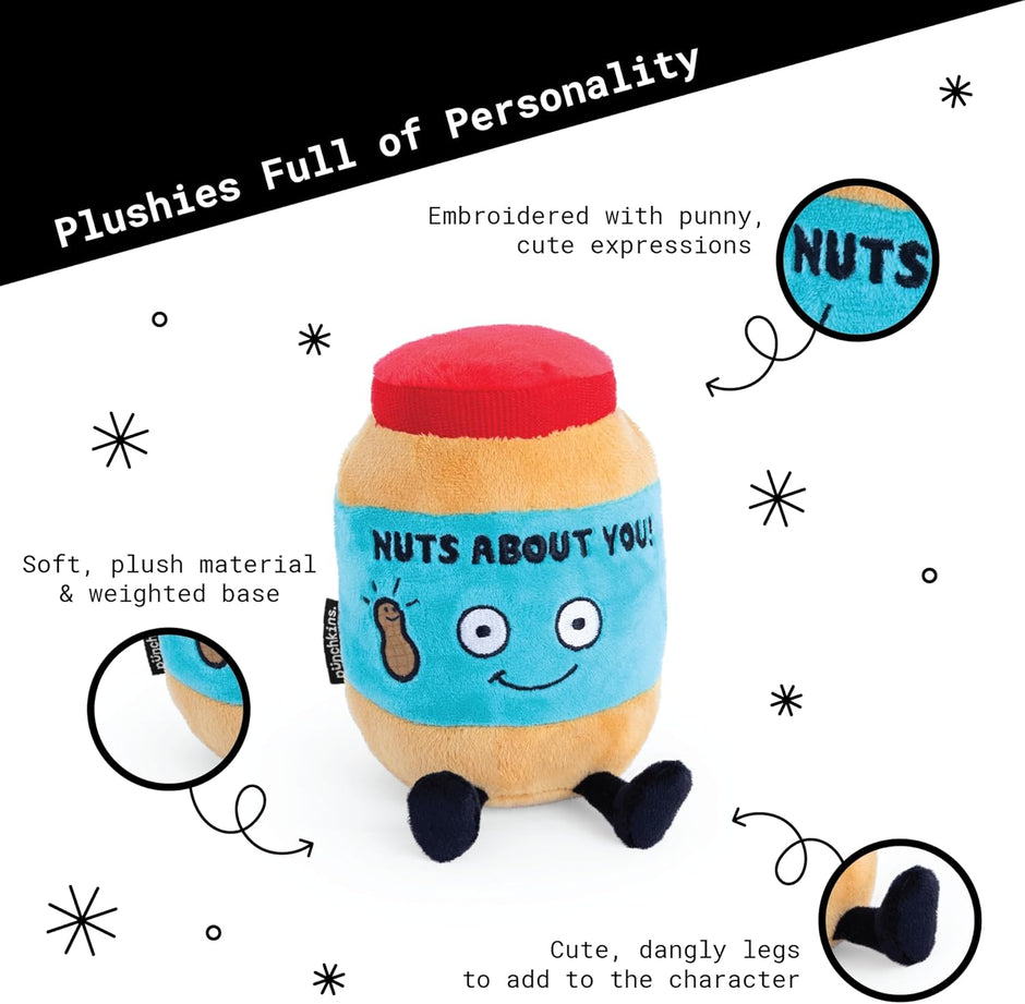 Peanut Butter Plushie - Nuts about You Cute Peanut Butter Plush, Gift for Peanut Butter Fans, Food Plush Toy for Gifting