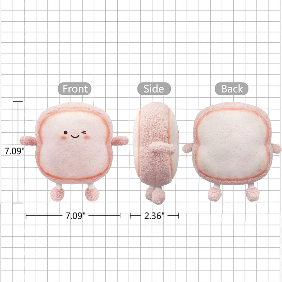 Toast Bread Pillow Funny Food Plush Toy Pillows Small Cute Stuffed Plush Sofa Pillow (Toast ​​Bread, Pink)