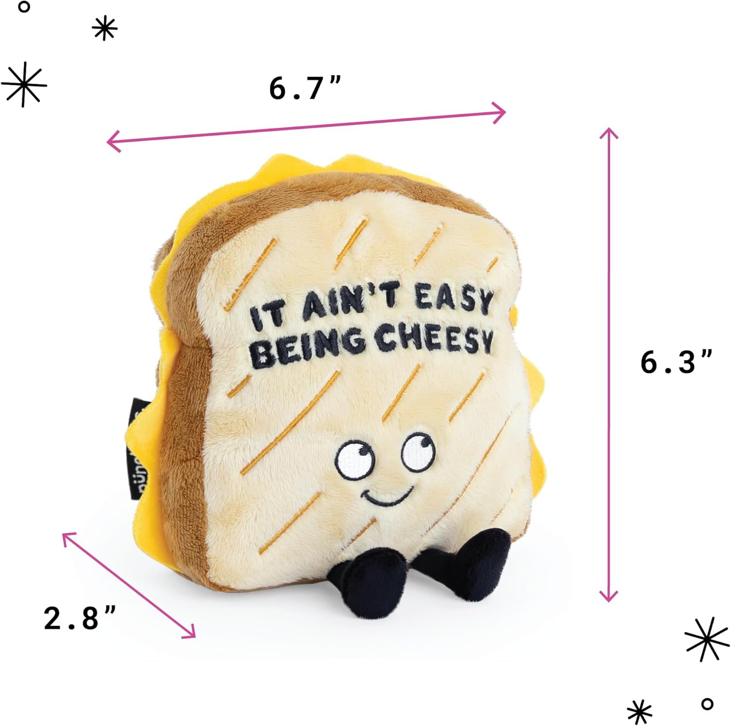 Grilled Cheese Plushie - It Ain'T Easy Being Cheesy Cute Grilled Cheese Plush, the Silly Gift, Food Plush Toy for Gifting