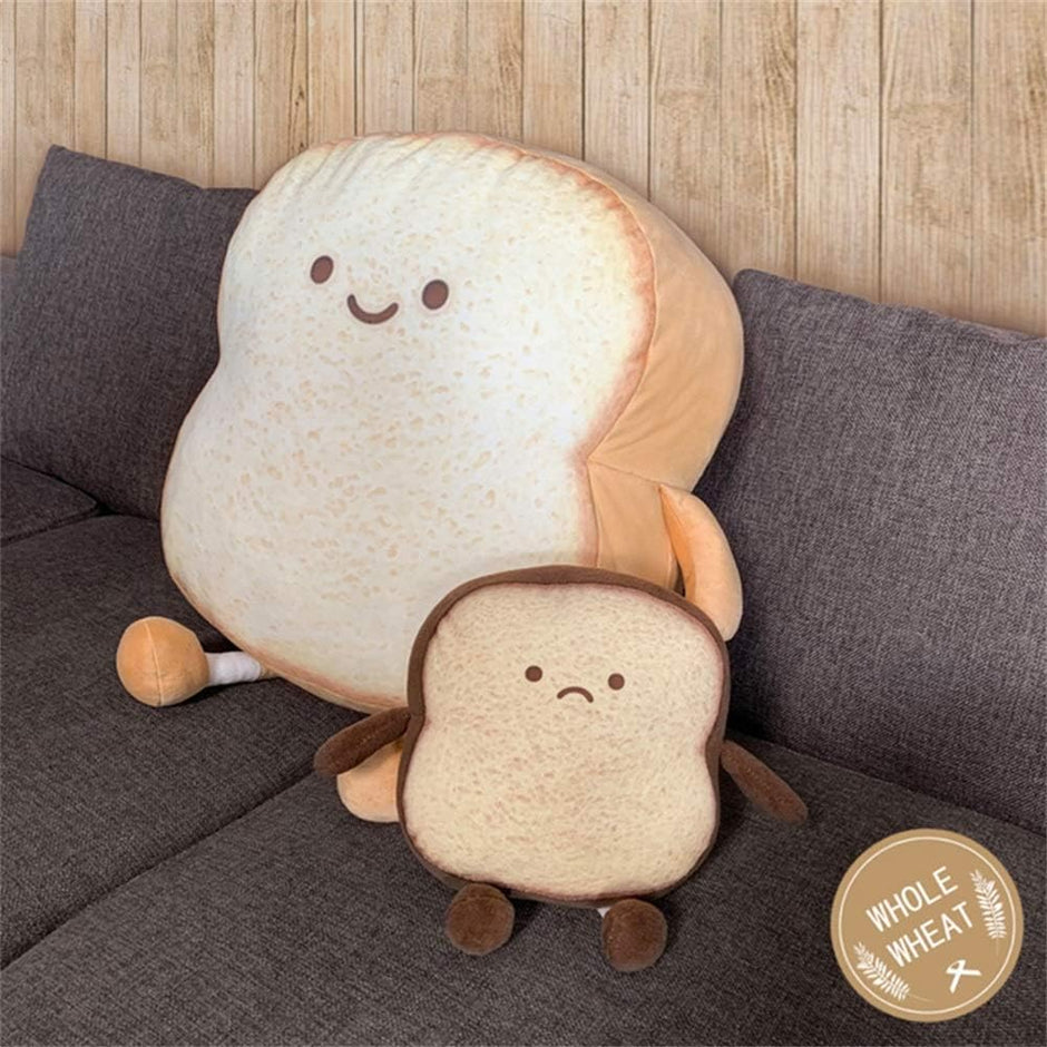 Toast Bread Pillow Funny Food Plush Toy Pillows Small Cute Stuffed Plush Sofa Pillow (Toast ​​Bread, Brown)