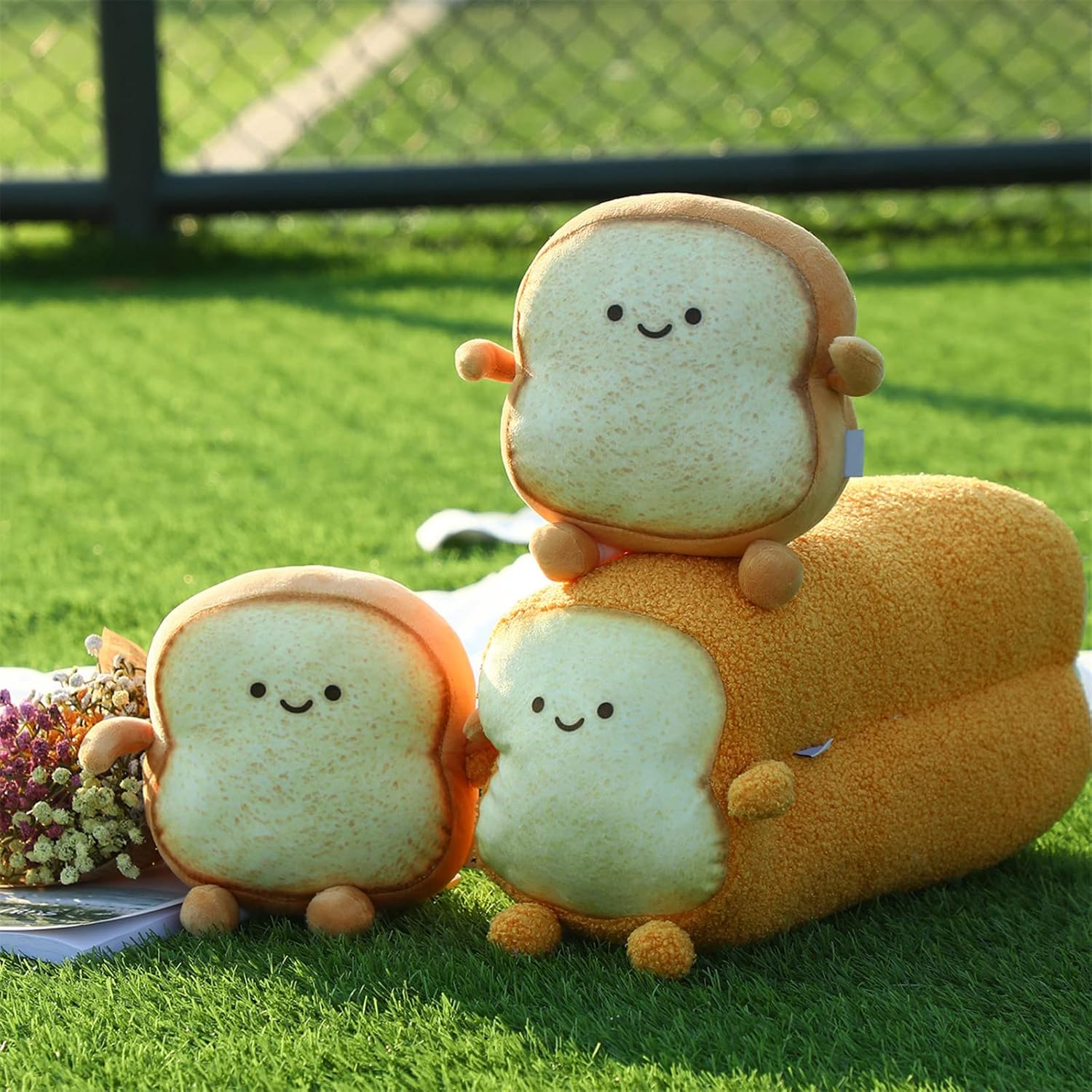3 Pcs Funny Bread Pillow Toast Plush Stuffed Pillow 2 Size Cute Toast Sliced Cushion Kawaii Food Plushies