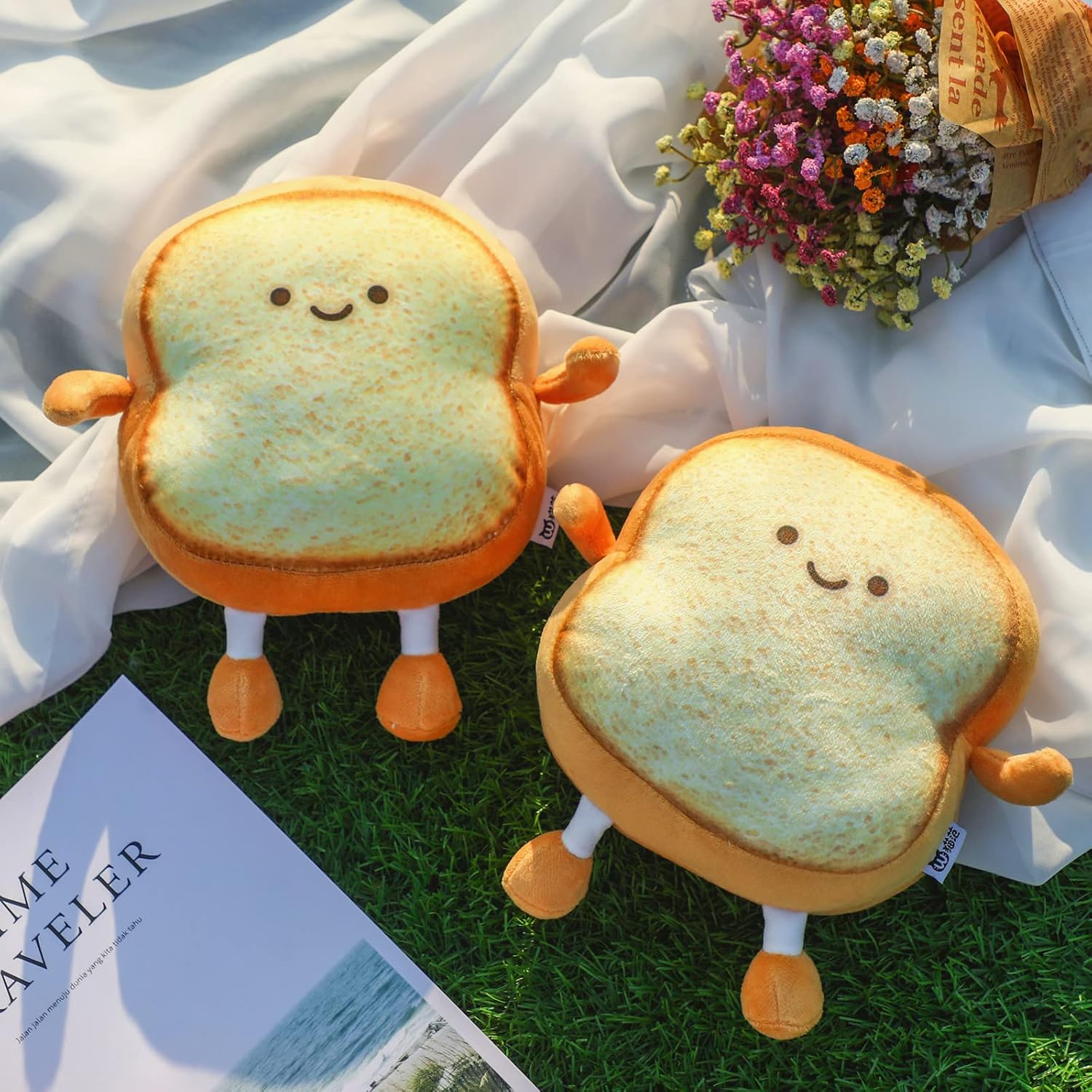 3 Pcs Funny Bread Pillow Toast Plush Stuffed Pillow 2 Size Cute Toast Sliced Cushion Kawaii Food Plushies