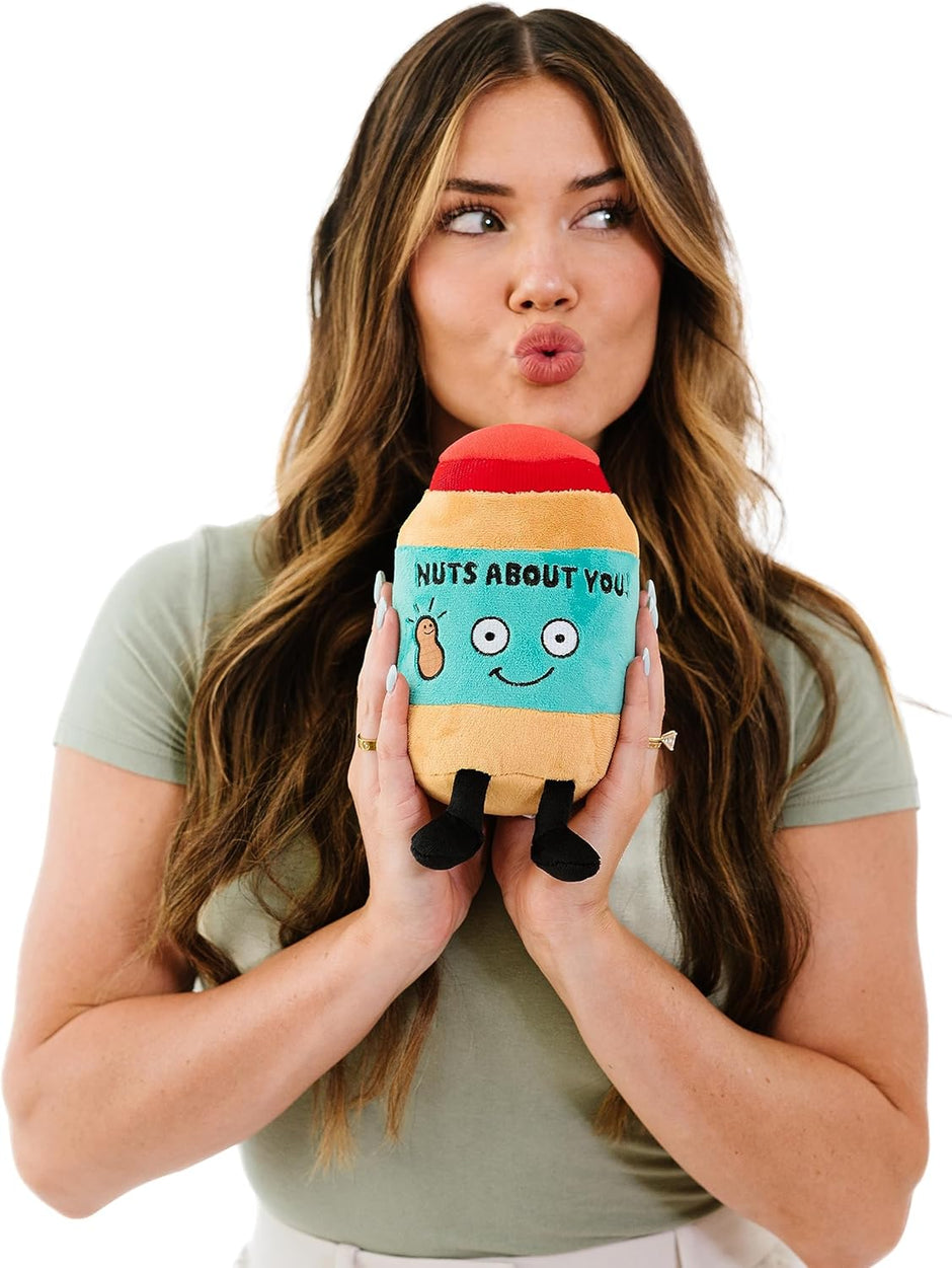 Peanut Butter Plushie - Nuts about You Cute Peanut Butter Plush, Gift for Peanut Butter Fans, Food Plush Toy for Gifting