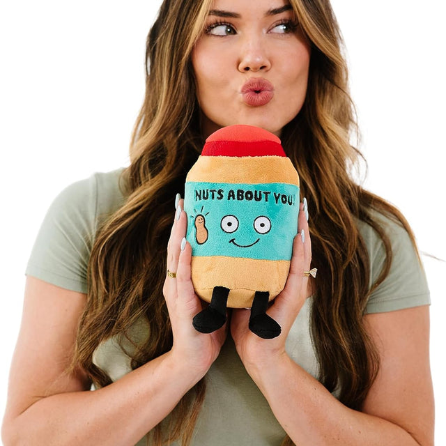 Peanut Butter Plushie - Nuts about You Cute Peanut Butter Plush, Gift for Peanut Butter Fans, Food Plush Toy for Gifting