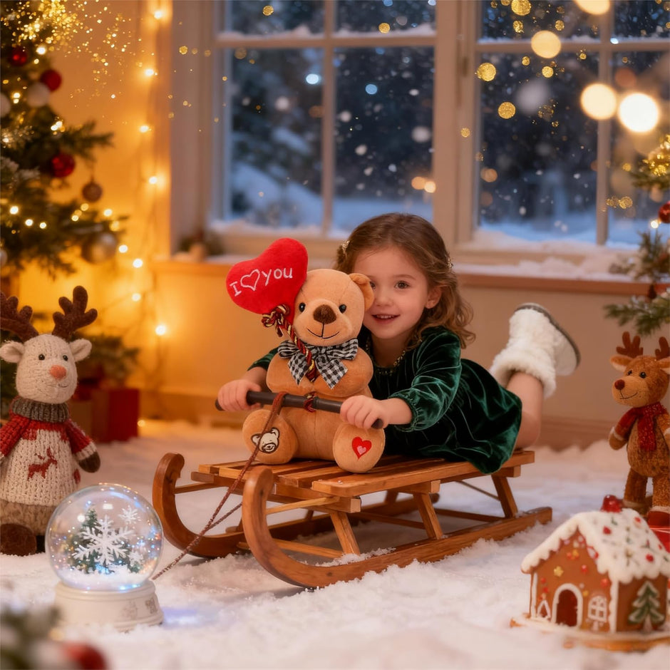 Teddy Bear Plush with “I You” Heart Balloon – Cute 7-Inch Stuffed Animal Gift for Mom, Girlfriend, Wife, Valentine’S Day, Birthday & Anniversary