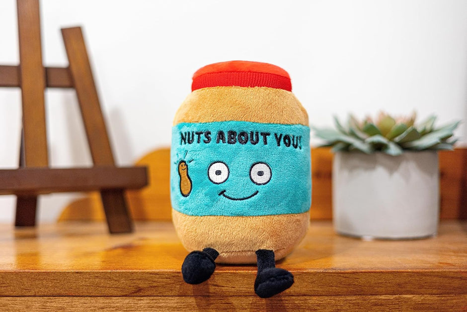 Peanut Butter Plushie - Nuts about You Cute Peanut Butter Plush, Gift for Peanut Butter Fans, Food Plush Toy for Gifting