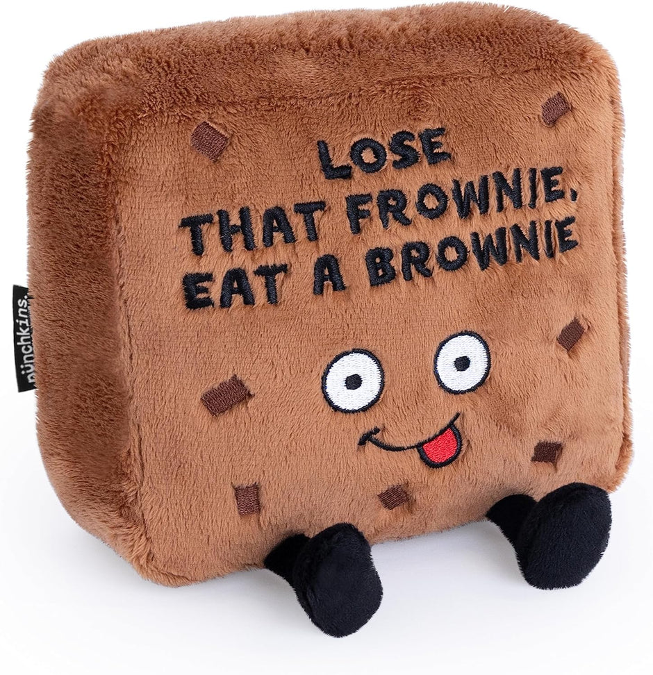 Brownie Plushie - Lose That Frownie, Eat a Brownie Funny Brownie Plush, Gift for Chocolate Lovers