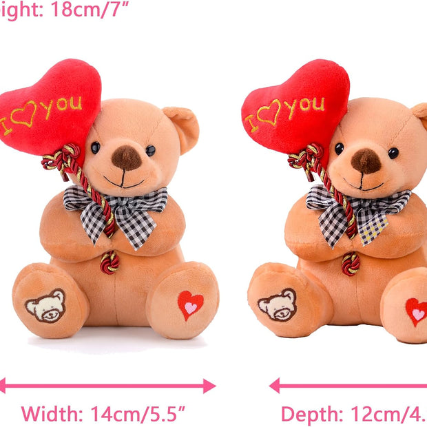 Teddy Bear Plush with “I You” Heart Balloon – Cute 7-Inch Stuffed Animal Gift for Mom, Girlfriend, Wife, Valentine’S Day, Birthday & Anniversary